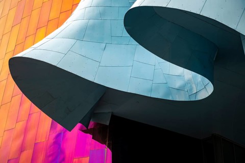 Colourful undulating exterior facade