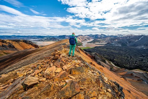 Hiker on the Laugavegur trekking trail