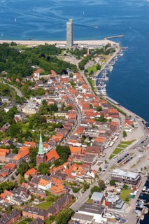 Aerial view of Travemuende and Travemuende Beach