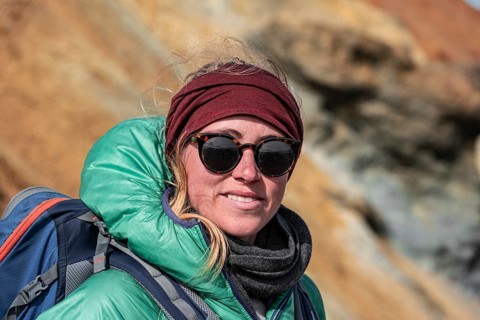 Hiker on the Laugavegur trekking trail
