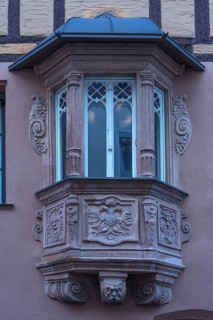 Historic oriel on Obere Woerthstrasse