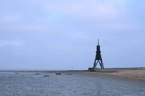 Kugelbake at Grimmershoern Bay in the evening light