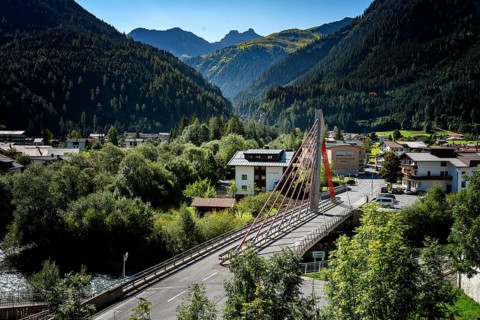 Bridge over the river Lech in the village of Bach
