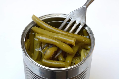 Green Beans in Tin with Fork