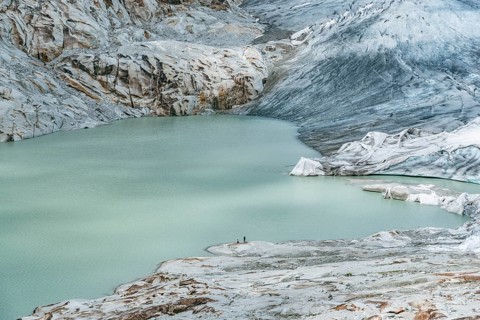 Alpine landscape with Rhone glacier and Rhone spring