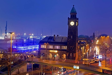 Clock tower and gauge tower in the evening