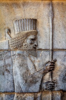 Relief detail of the delegation of nations bringing gifts to Darius on the steps of Apadana Palace