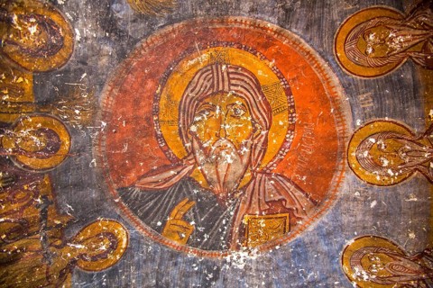 Frescoes in cave church