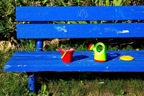 Park bench on the waterfront