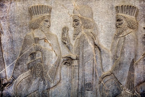 Relief detail of the delegation of nations bringing gifts to Darius on the steps of Apadana Palace