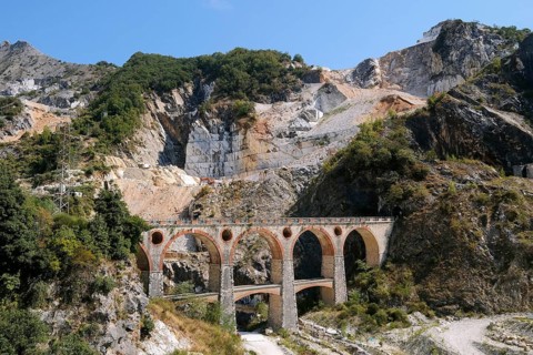 Historic Ponti di Vara bridge in the Carrara marble quarrying area