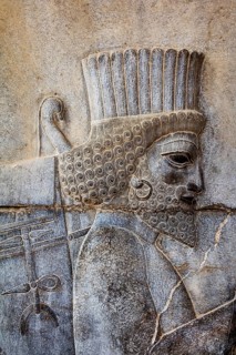 Relief detail of the delegation of nations bringing gifts to Darius on the steps of Apadana Palace