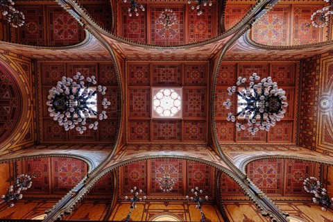 Artfully decorated ceiling