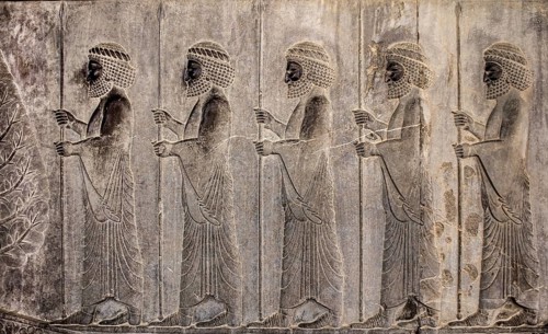 Relief detail of the delegation of nations bringing gifts to Darius on the steps of Apadana Palace