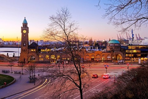Clock tower and gauge tower at sunrise