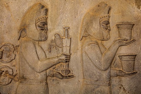 Relief detail of the delegation of nations bringing gifts to Darius on the steps of Apadana Palace
