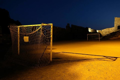 Small football pitch next to old walls in Porto Venere
