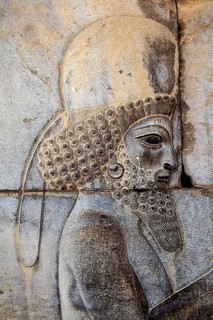 Relief detail of the delegation of nations bringing gifts to Darius on the steps of Apadana Palace