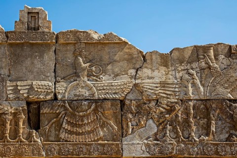 Relief with winged creature as symbol of the Zoroastrians