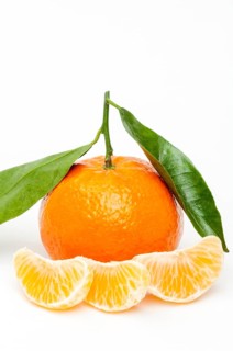 Tangerine with leaves