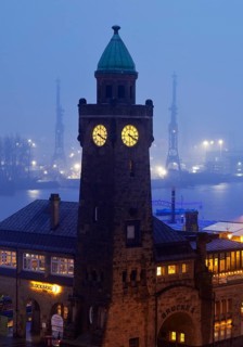 Clock tower and gauge tower in the evening