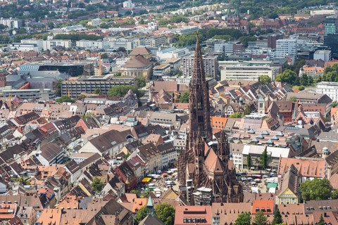 View from the Schlossberg Tower of Freiburg im Breisgau