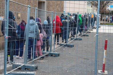 Queue in front of fever outpatient clinic