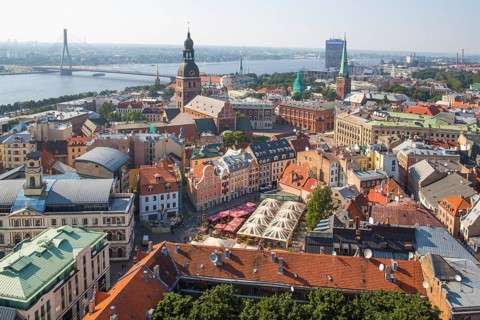 View from St. Peter's Church of Daugava and Old Town