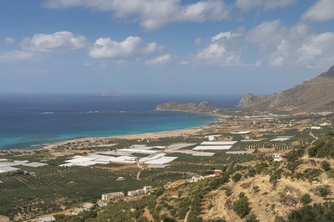 Falassarna Bay with greenhouses