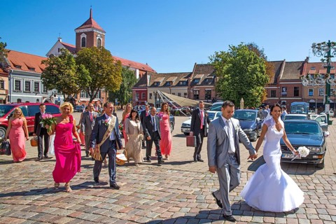 City Hall Square with wedding party