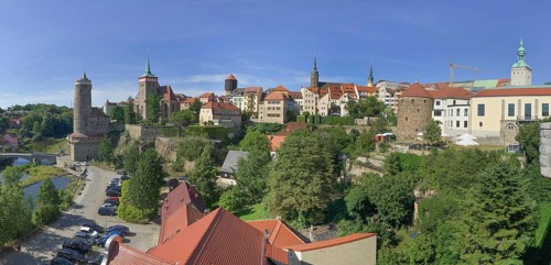 City panorama with tower Alte Wasserkunst and right Roehrscheidtbastei