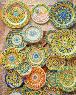 Traditional plates on display