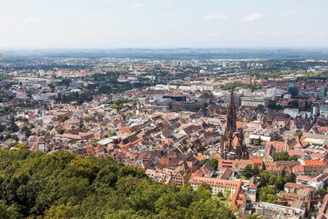 View from the Schlossberg Tower of Freiburg im Breisgau