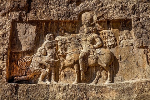 Relief of Great King Shapur I with Roman Emperors Valerian and Philip Arabs