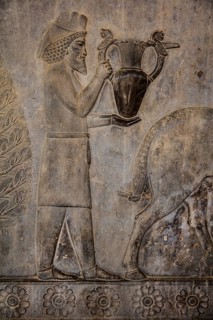 Relief detail of the delegation of nations bringing gifts to Darius on the steps of Apadana Palace