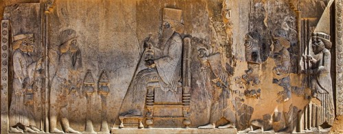 Relief of King Darius enthroned under a canopy
