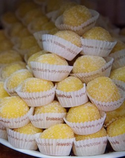 Delicacies made up of almonds and lemon filling with a marzipan cover