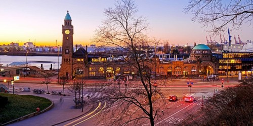 Clock tower and gauge tower at sunrise