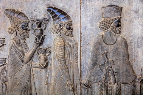 Relief detail of the delegation of nations bringing gifts to Darius on the steps of Apadana Palace