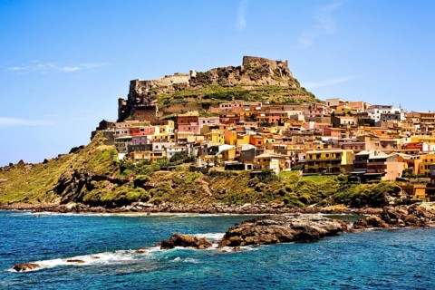View of the town and castle from the sea