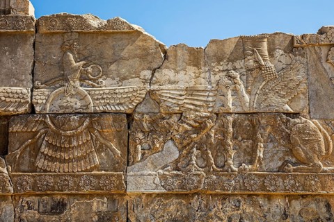 Relief with winged creature as symbol of the Zoroastrians