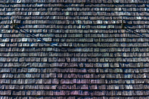 Wooden roof of the boat shed