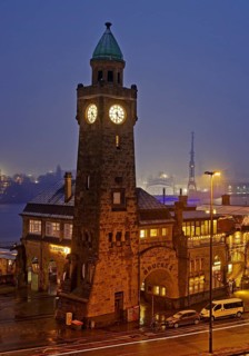 Clock tower and gauge tower in the evening