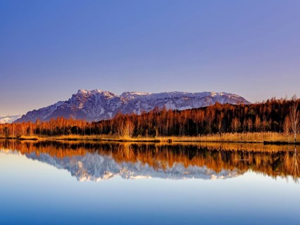 Untersberg reflected in the moor lake in Ainringer Moor