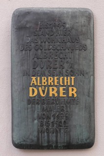 Information board at the former home of the painter Albrecht Duerer