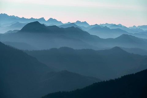 View from the Rotwandhaus of the main Alpine ridge towards Austria