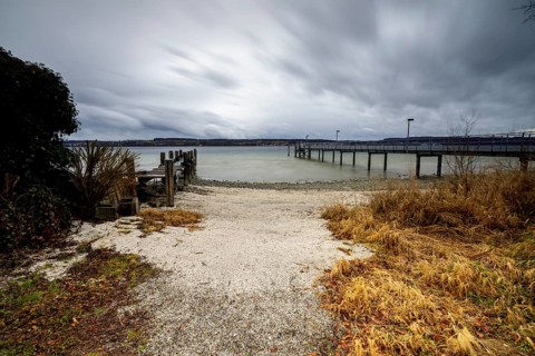 Stormy winter weather at Lake Constance