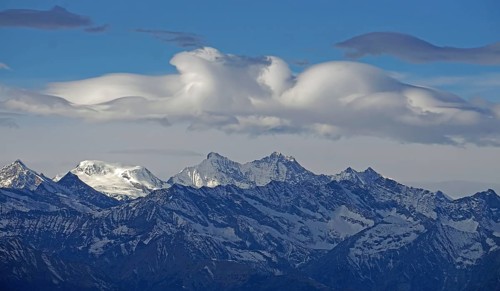 View from Pizzoni di Laveno to the Swiss peaks Alphubel
