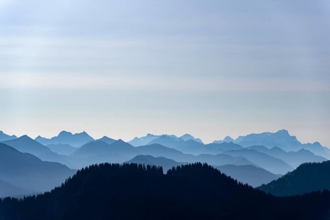 View from the Rotwandhaus of the main Alpine ridge towards Austria