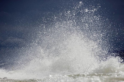 Storm Lolita raging on the stony shore in Hagnau